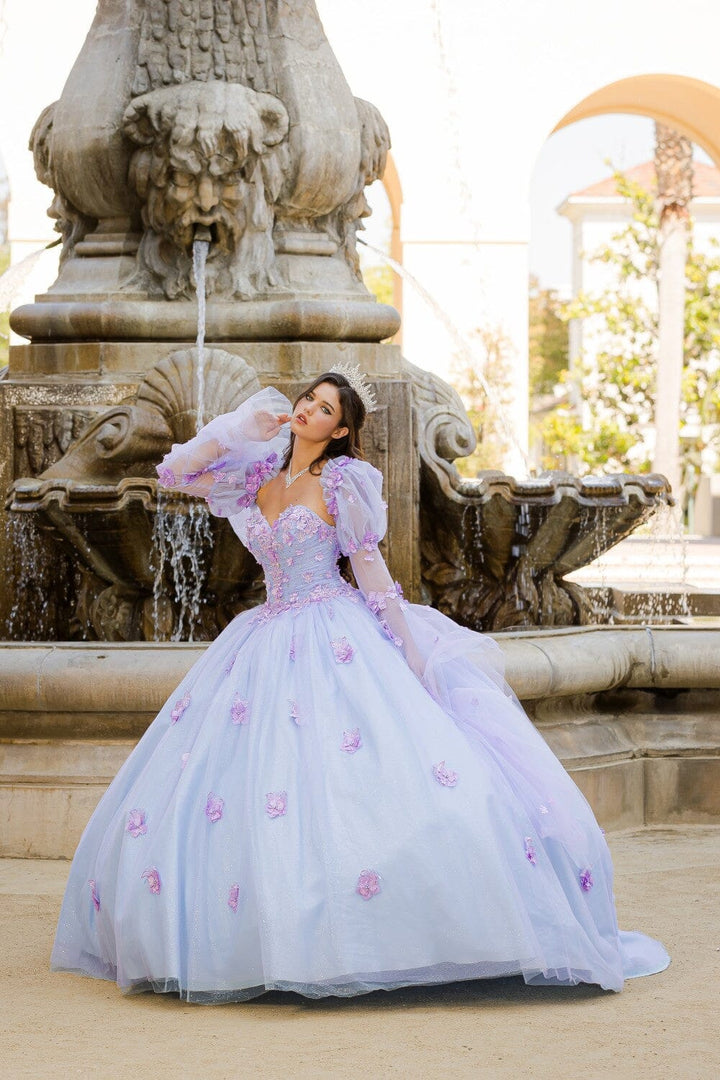 Long Sleeve Strapless Ball Gown by Petite Adele PQ1035
