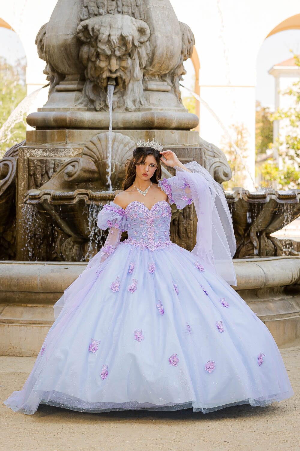 Long Sleeve Strapless Ball Gown by Petite Adele PQ1035
