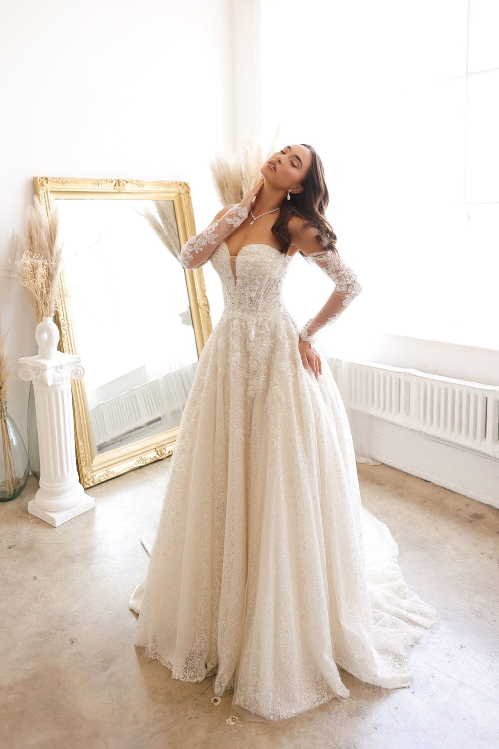 chinese dress ladies Tina Holly BB007 Bridal Lace Long Sleeve Mermaid Wedding Dress main image 0