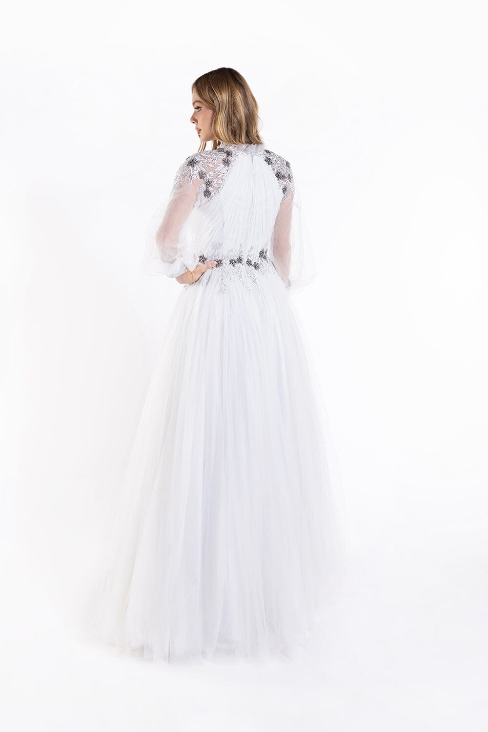 Long Sleeve Tulle A-line Gown by Lucci Lu C8057