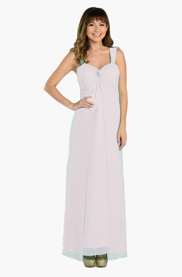 Long Sleeveless Chiffon Dress with Brooch by Poly USA 7000