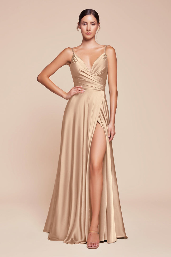 Long Sweetheart Satin Dress by Cinderella Divine 7485