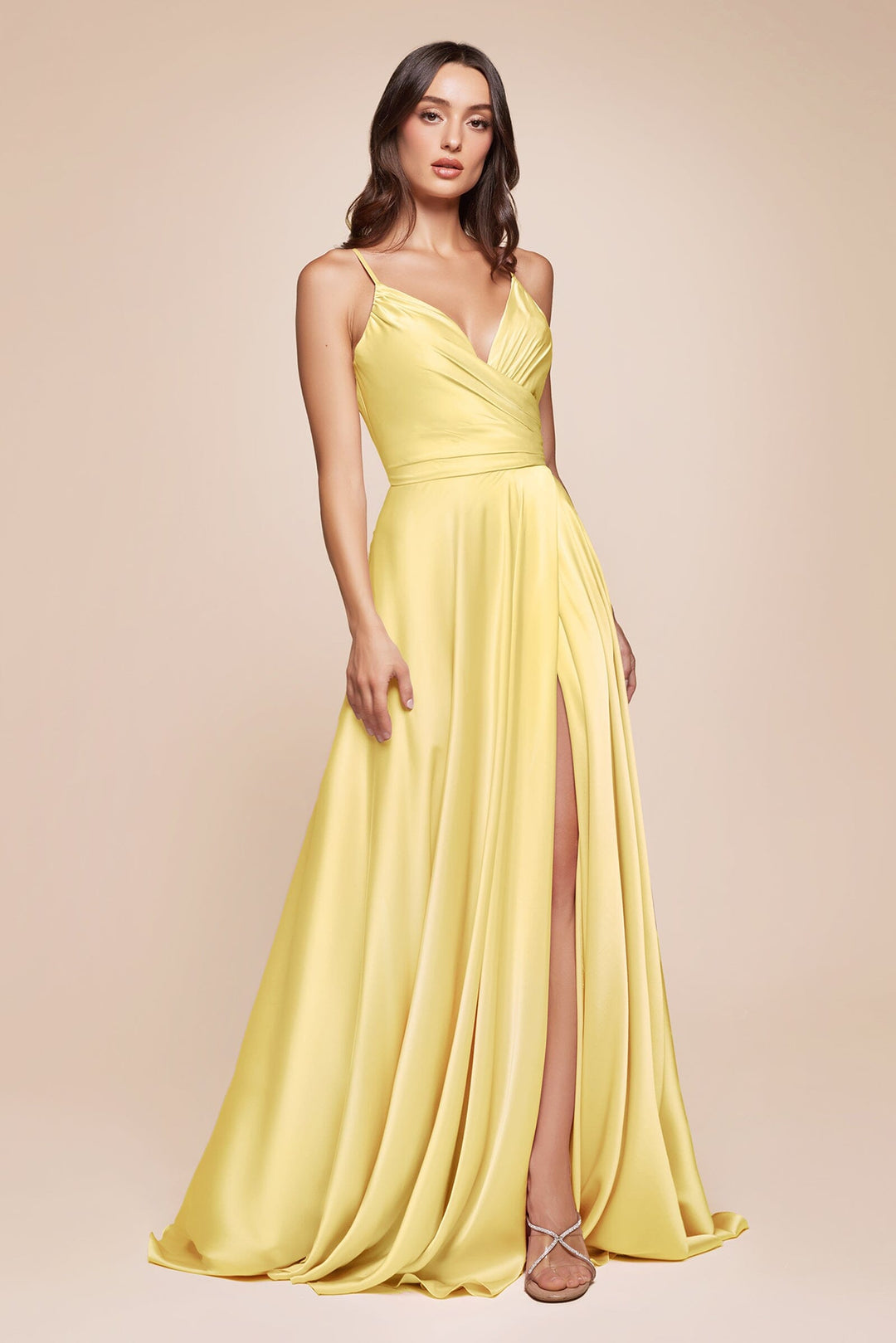 Long Sweetheart Satin Dress by Cinderella Divine 7485