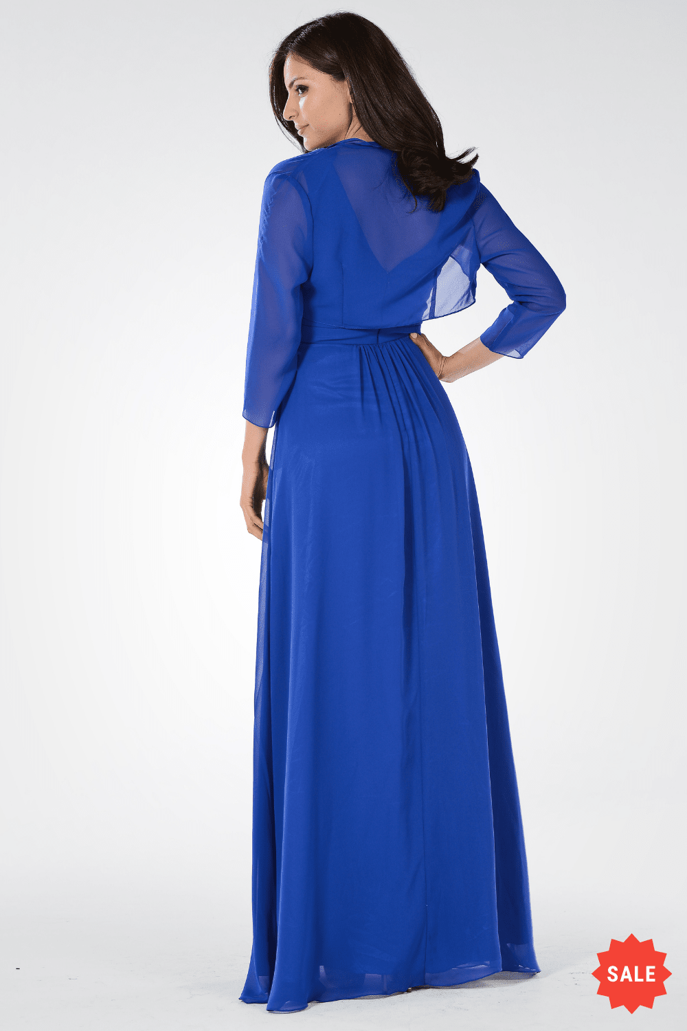 Long V-Neck Dress with Bolero Jacket by Poly USA 7770 ABC Fashion Long V-Neck Dress with Bolero Jacket by Poly USA 7770 ABC Fashion