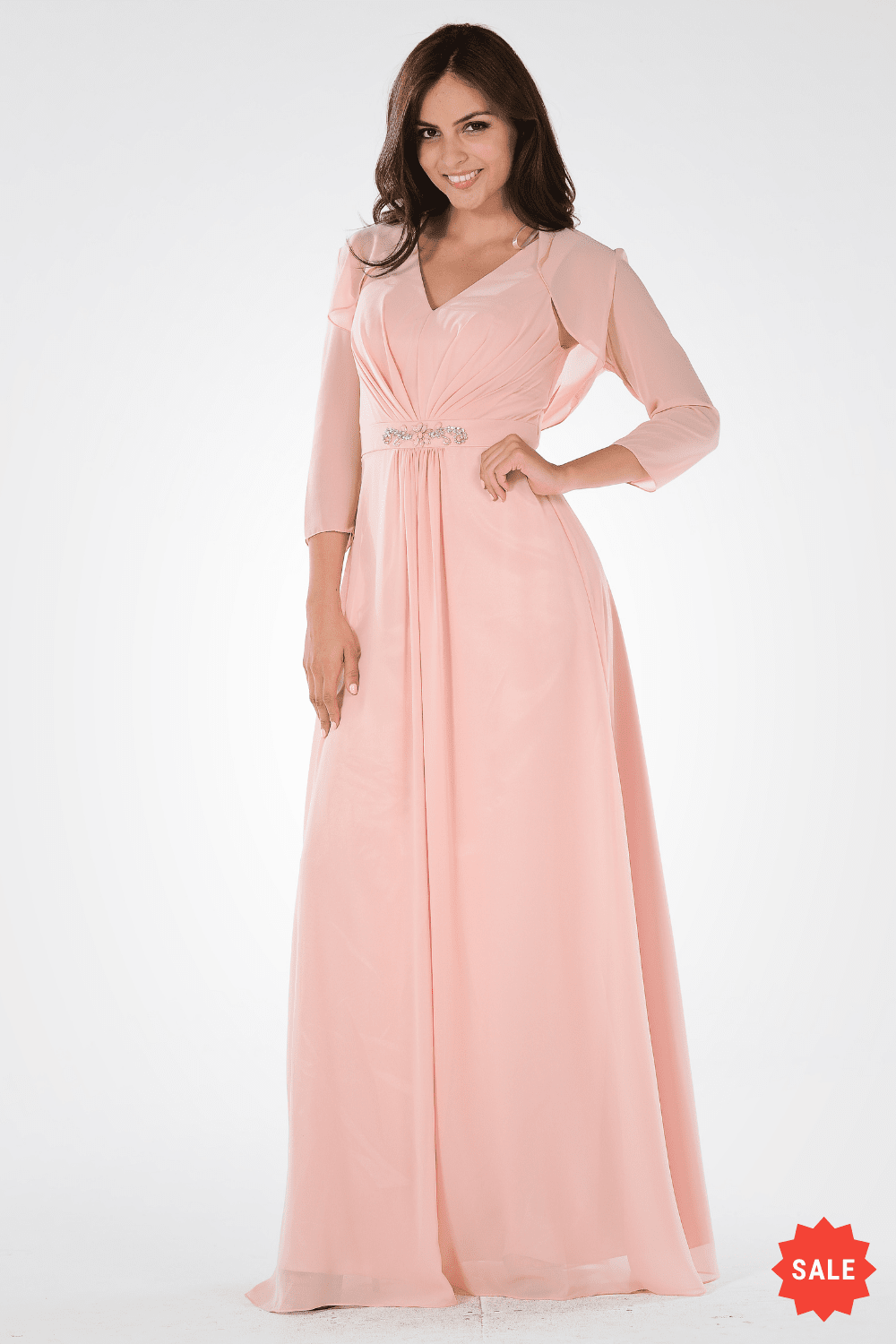 Long Sleeveless Beaded Gown By Poly USA 7770 XS / Blush Long Sleeveless Beaded Gown By Poly USA 7770 XS / Blush
