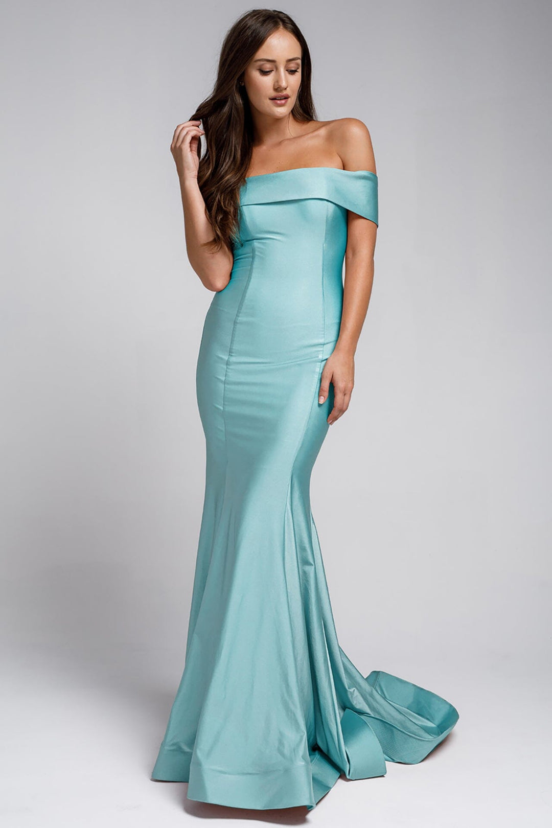 Lycra Off Shoulder Mermaid Dress by Amelia Couture 373