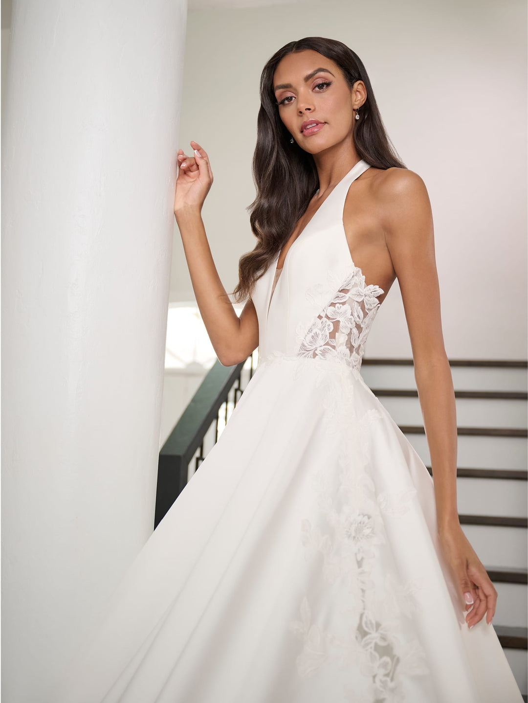Mikado Lace Halter Bridal Gown by Adrianna Papell 31293