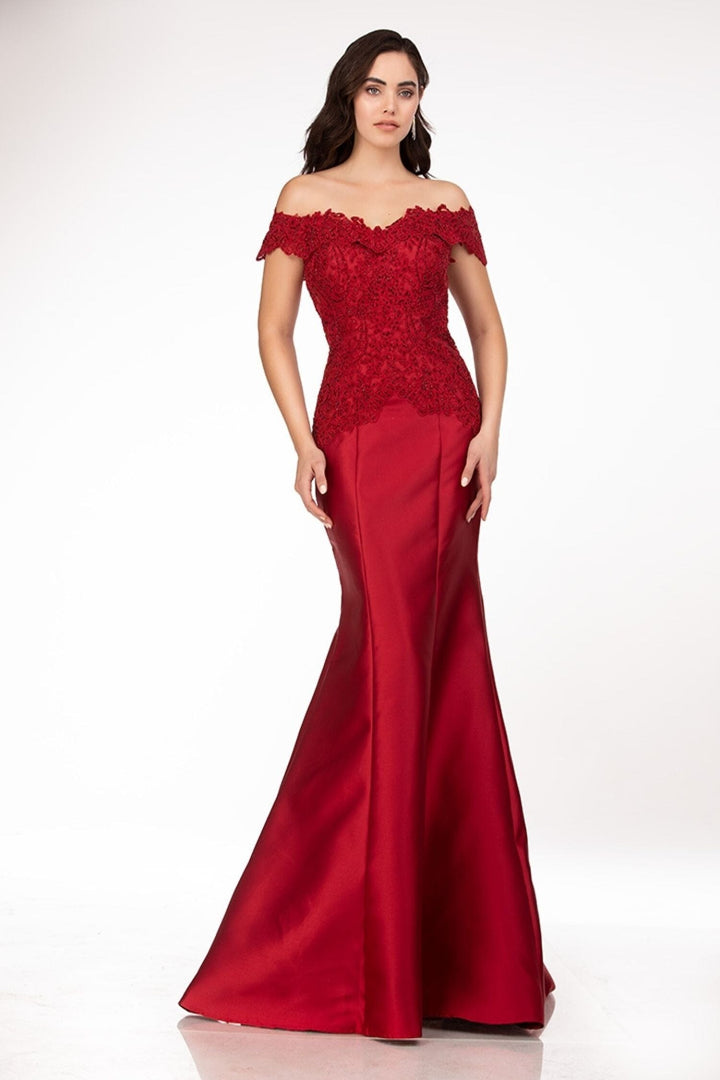 Mikado Off Shoulder Mermaid Dress by Abby Paris 986003W