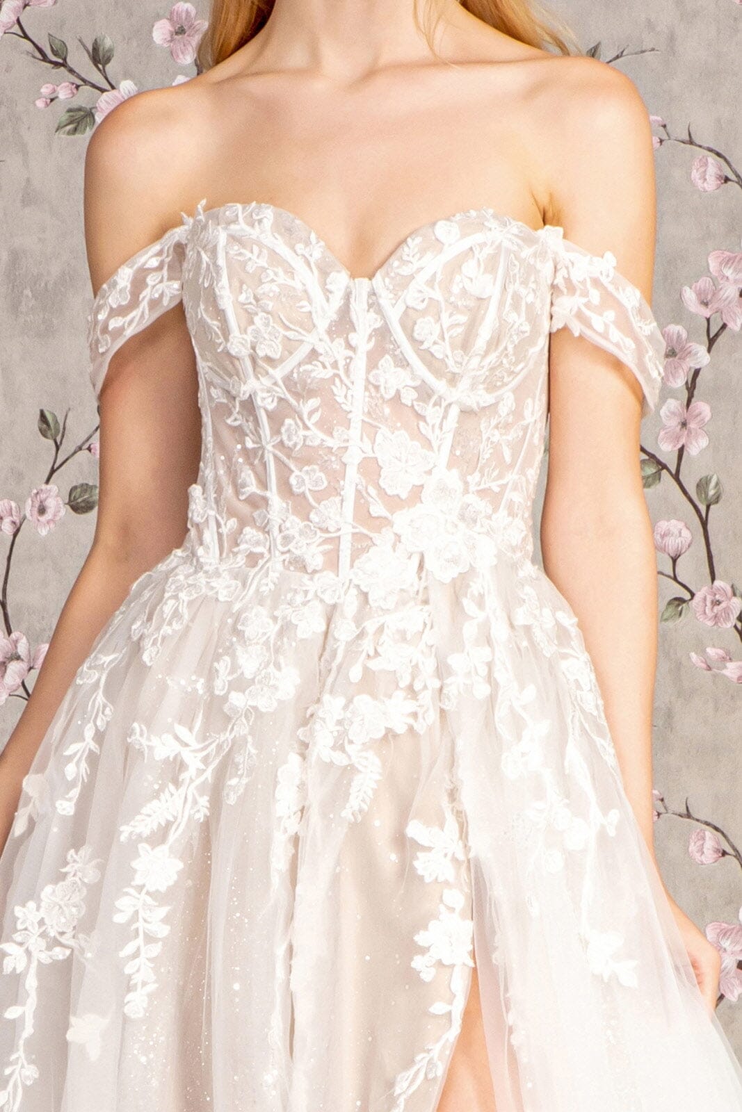 Off Shoulder A-line Slit Bridal Gown by GLS Gloria GL3429