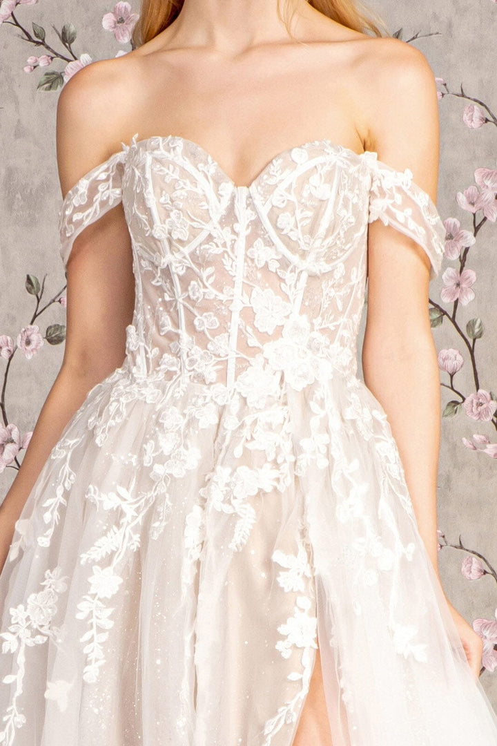 Off Shoulder A-line Slit Bridal Gown by GLS Gloria GL3429