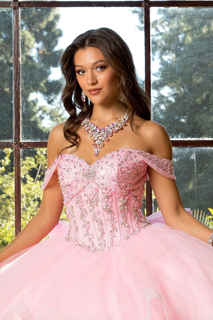 Off Shoulder Bow Ball Gown by Petite Adele PQ1063