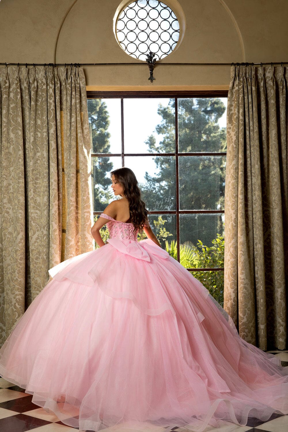 Off Shoulder Bow Ball Gown by Petite Adele PQ1063