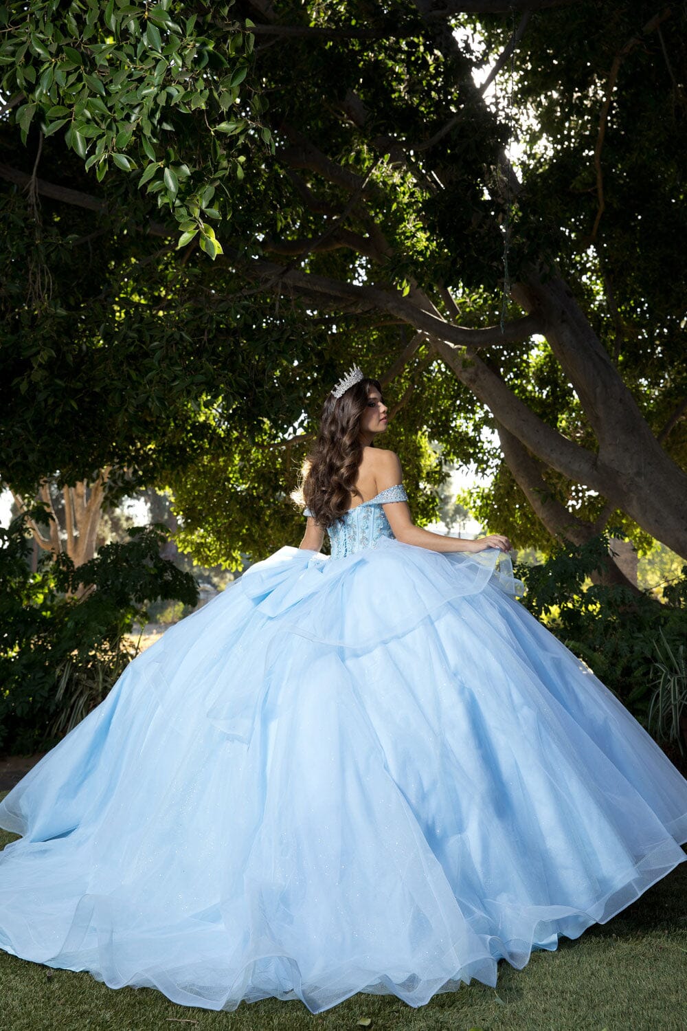 Off Shoulder Bow Ball Gown by Petite Adele PQ1063