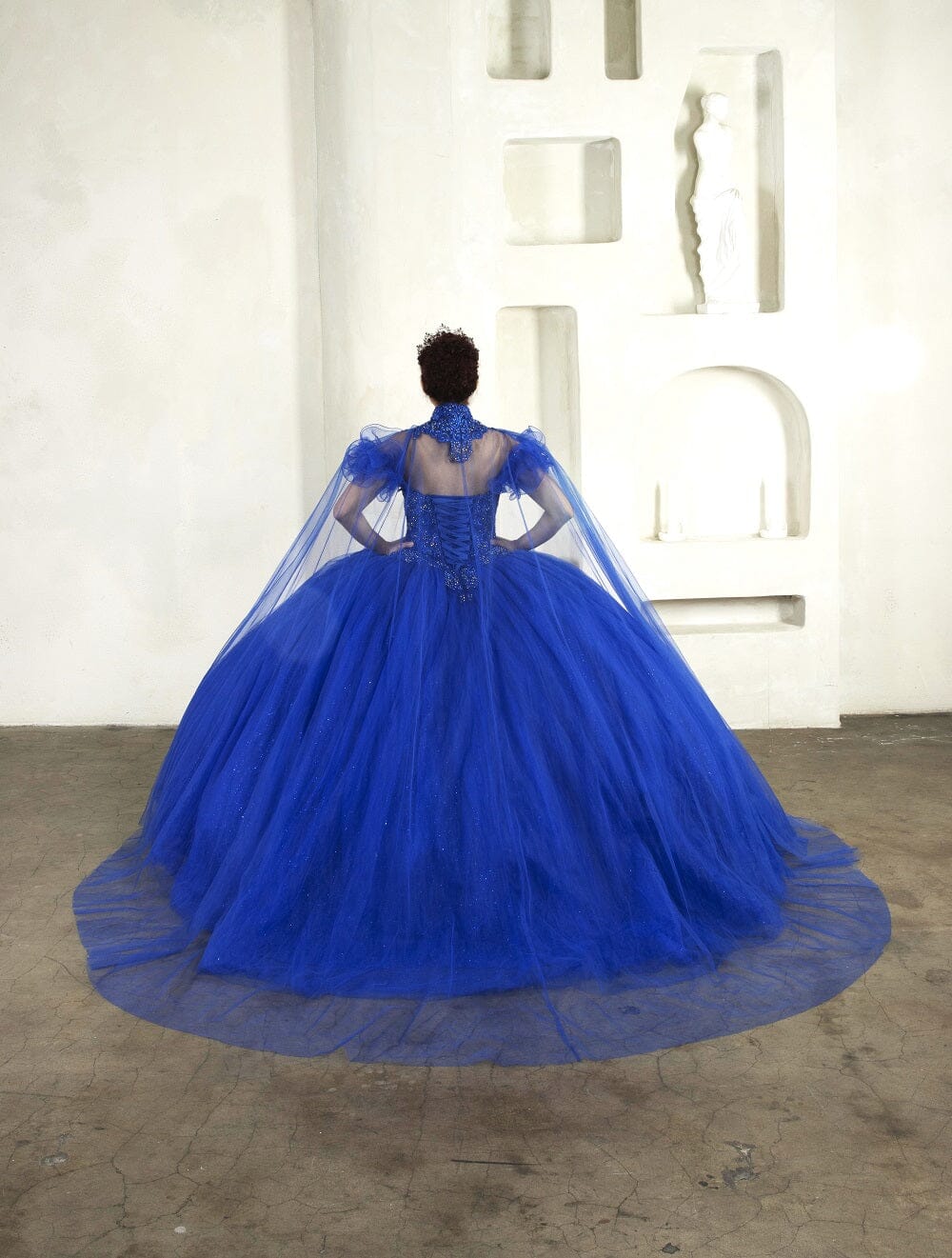 Off Shoulder Cape Ball Gown by Calla SCL-30010
