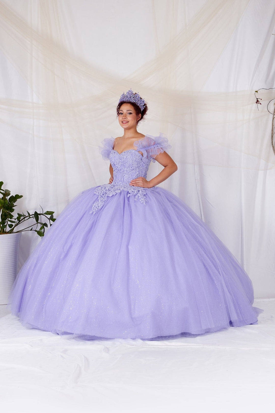 Off Shoulder Cape Ball Gown by Calla SCL-30010