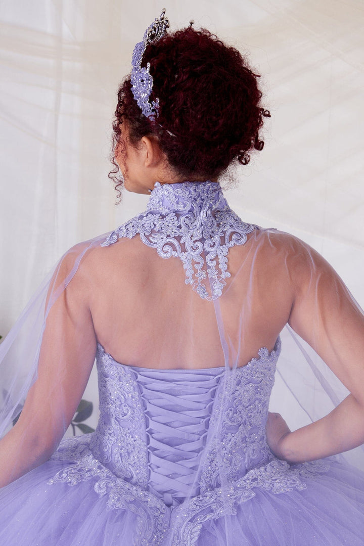 Off Shoulder Cape Ball Gown by Calla SCL-30010