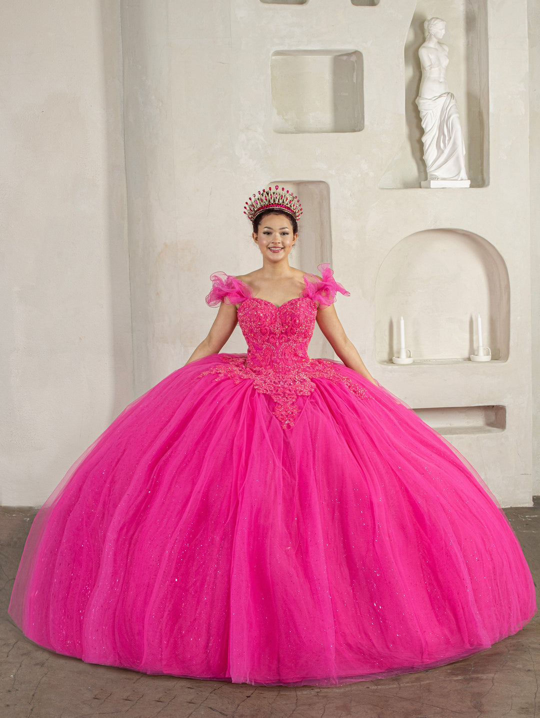 Off Shoulder Cape Ball Gown by Calla SCL-30010