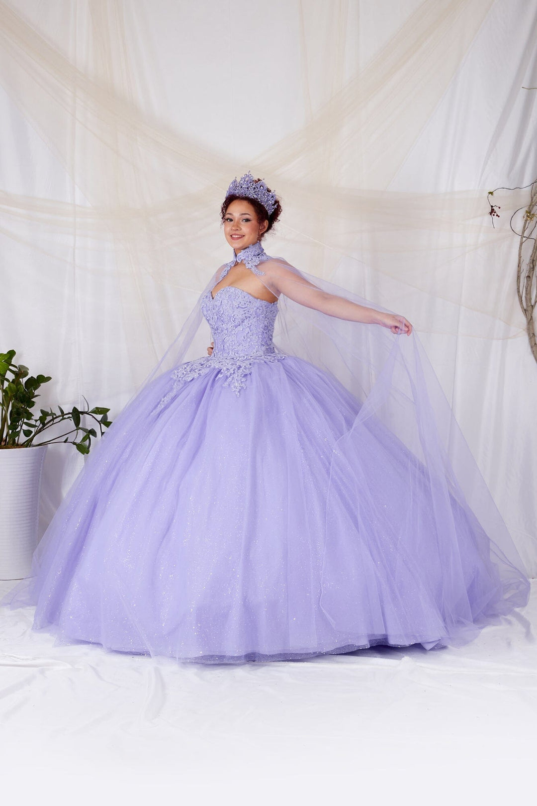Off Shoulder Cape Ball Gown by Calla SCL-30010