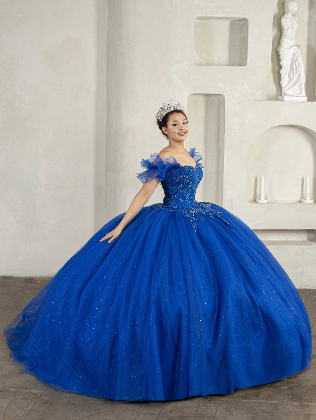 Off Shoulder Cape Ball Gown by Calla SCL-30010