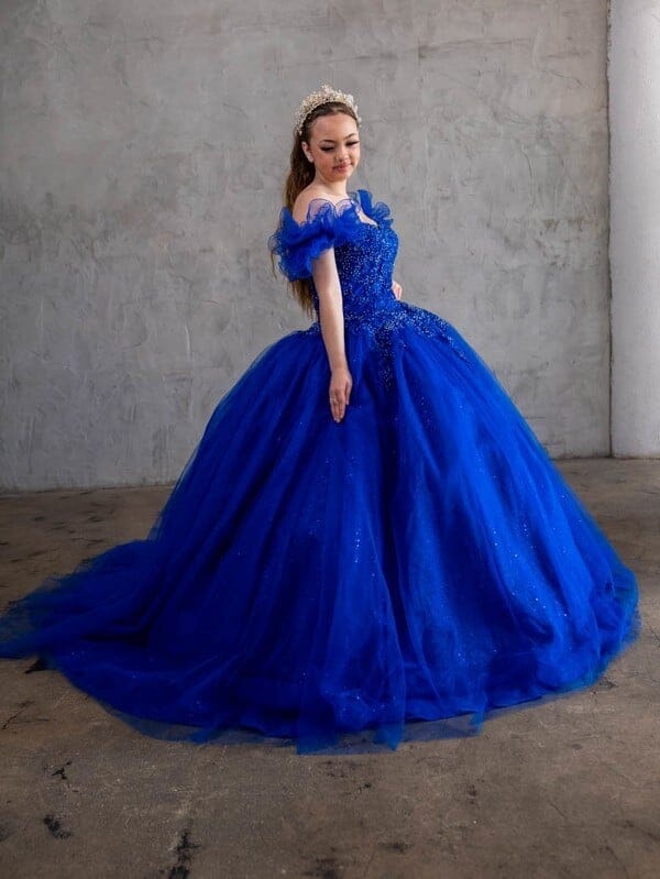 Off Shoulder Cape Ball Gown by Calla SCL30010