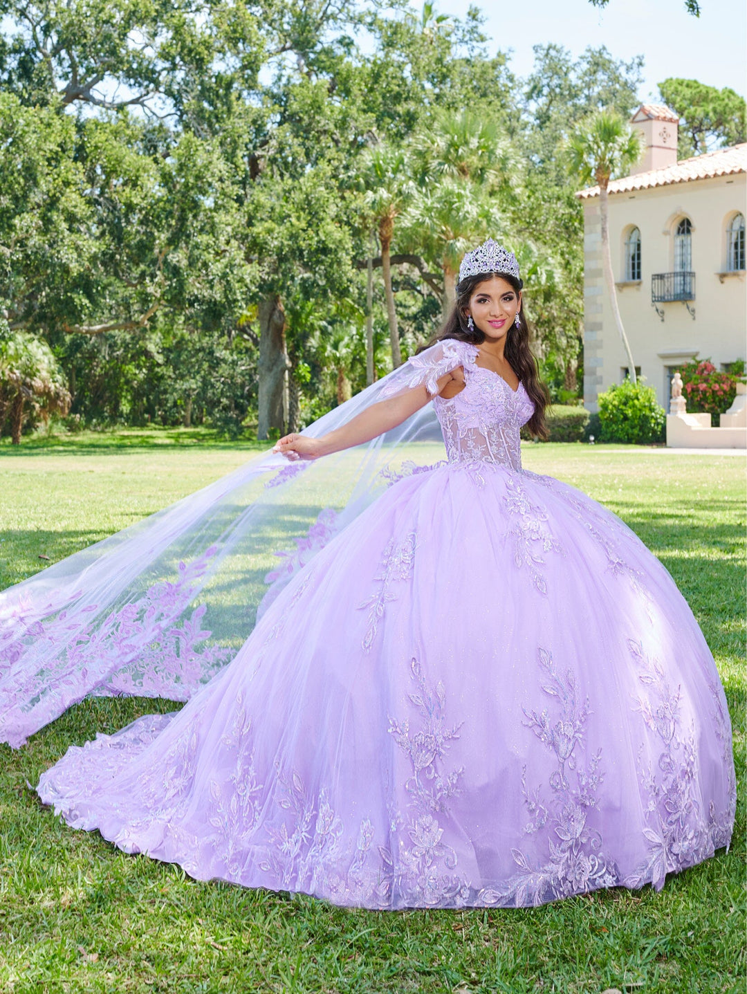 Off Shoulder Cape Quinceanera Dress by House of Wu 26079