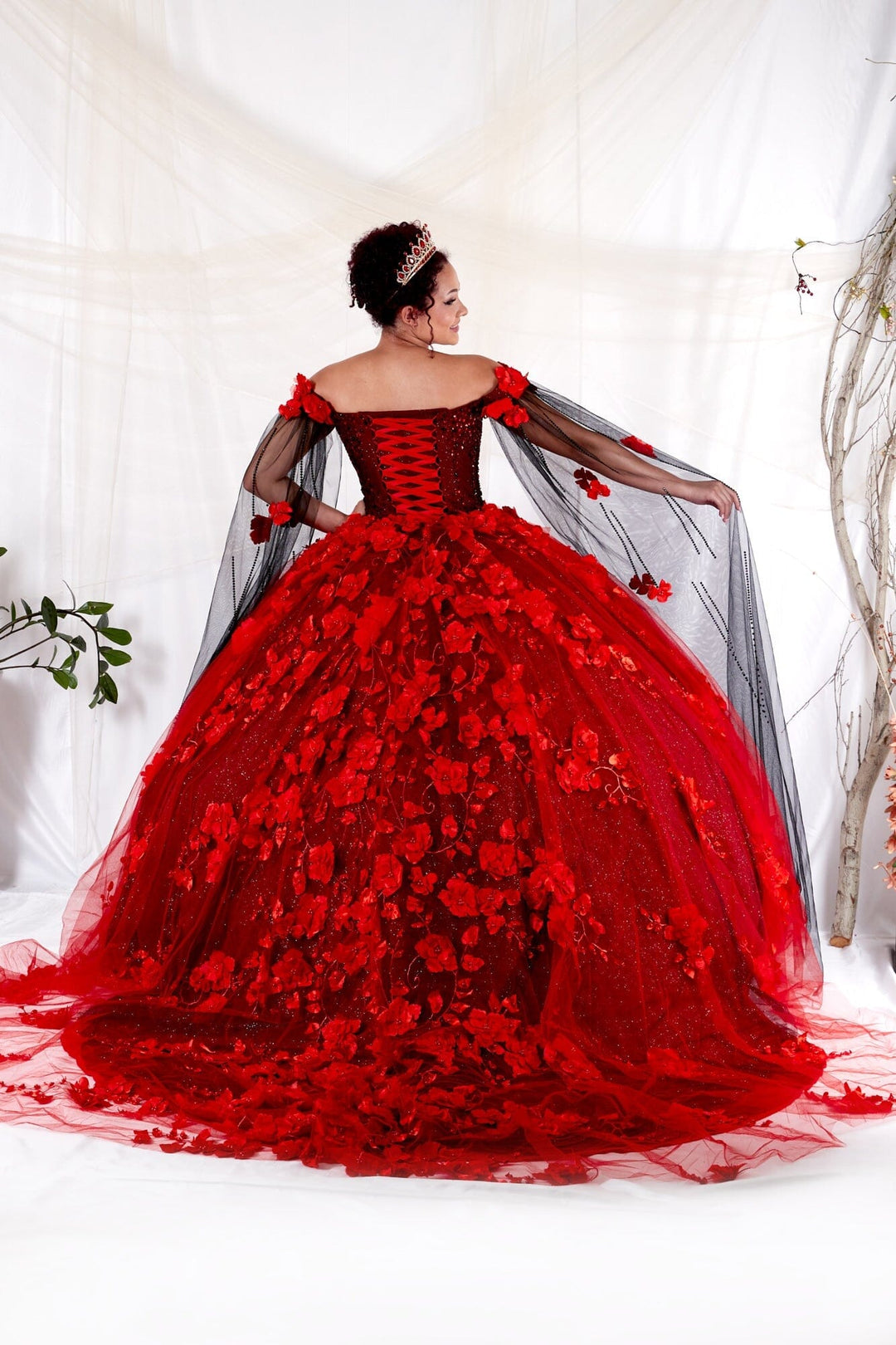 Off Shoulder Cape Sleeve Ball Gown by Calla SCL-30007