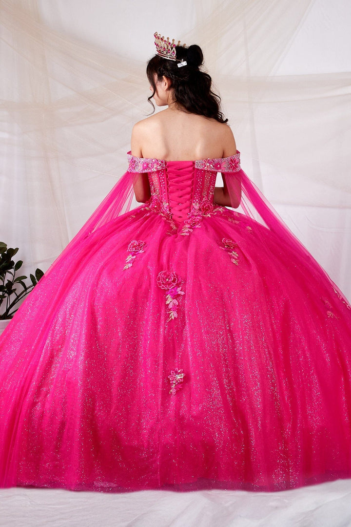 Off Shoulder Cape Sleeve Ball Gown by Calla SCL-30008