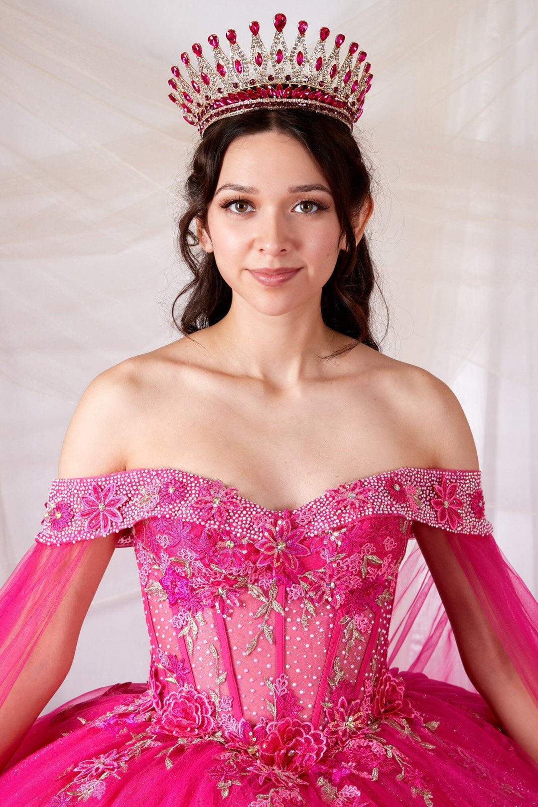 Off Shoulder Cape Sleeve Ball Gown by Calla SCL-30008