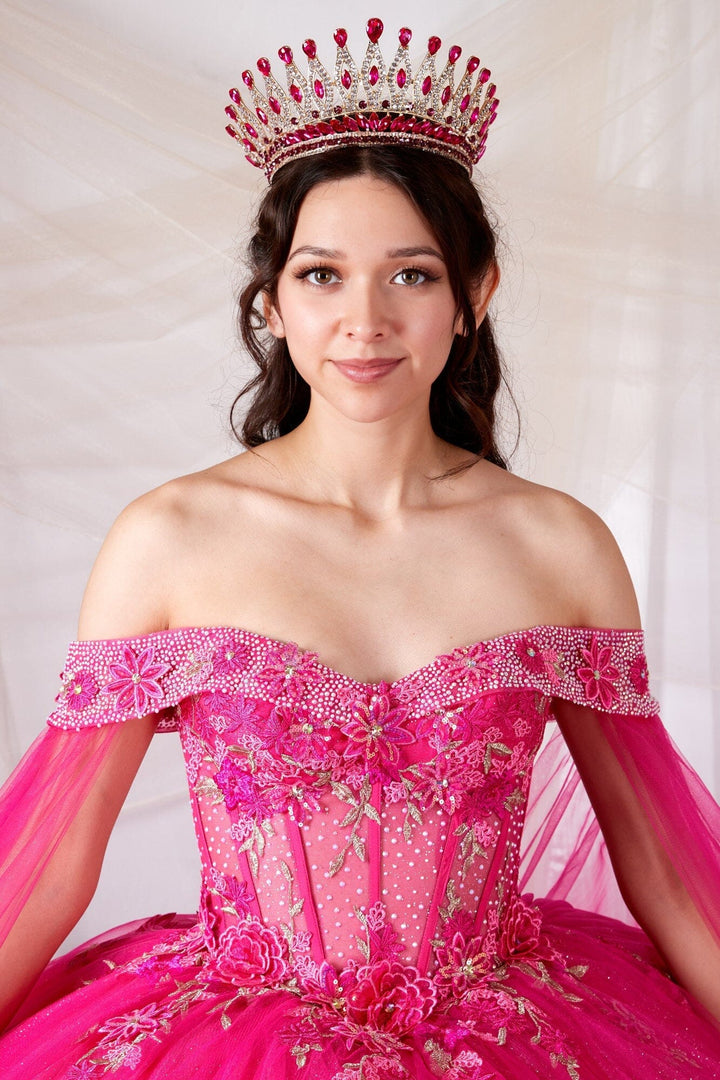 Off Shoulder Cape Sleeve Ball Gown by Calla SCL-30008