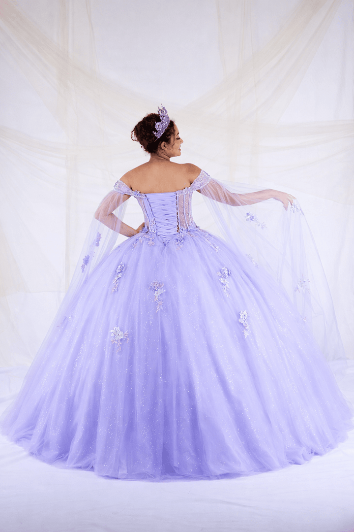 Off Shoulder Cape Sleeve Ball Gown by Calla SCL-30008