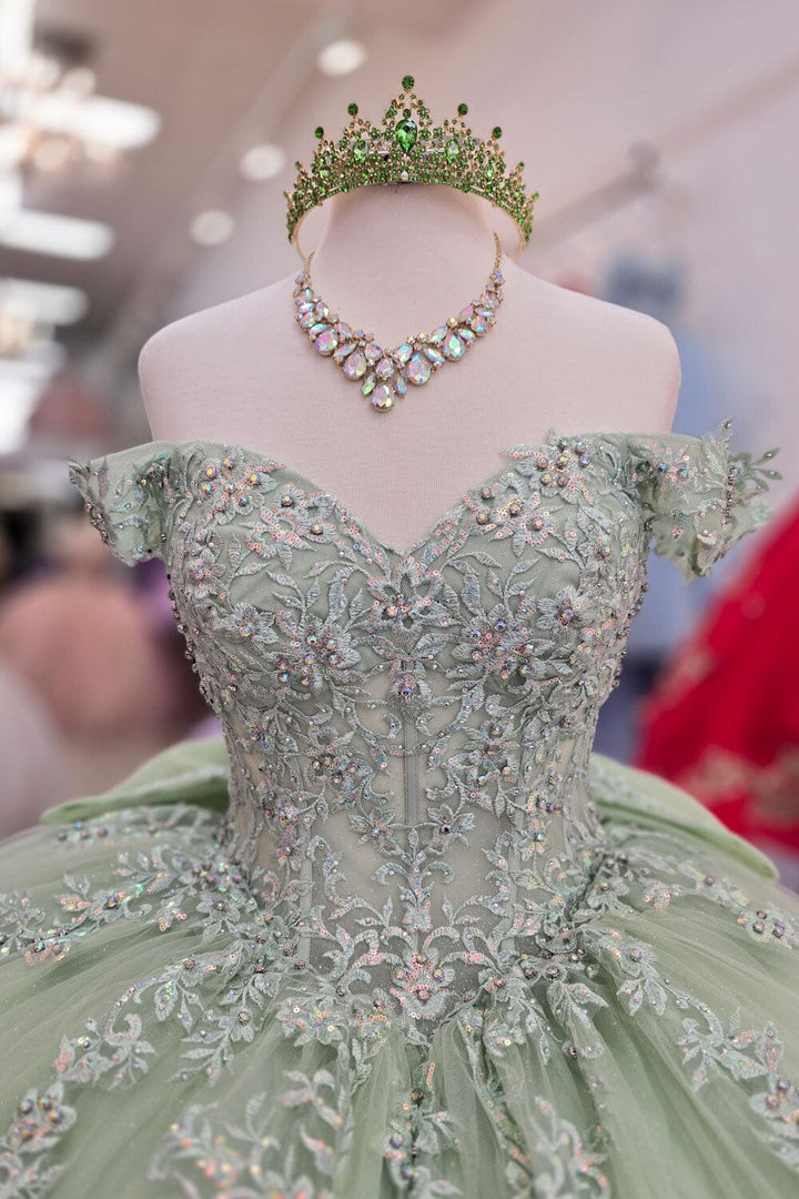 Off Shoulder Corset Ball Gown by Petite Adele PQ1060