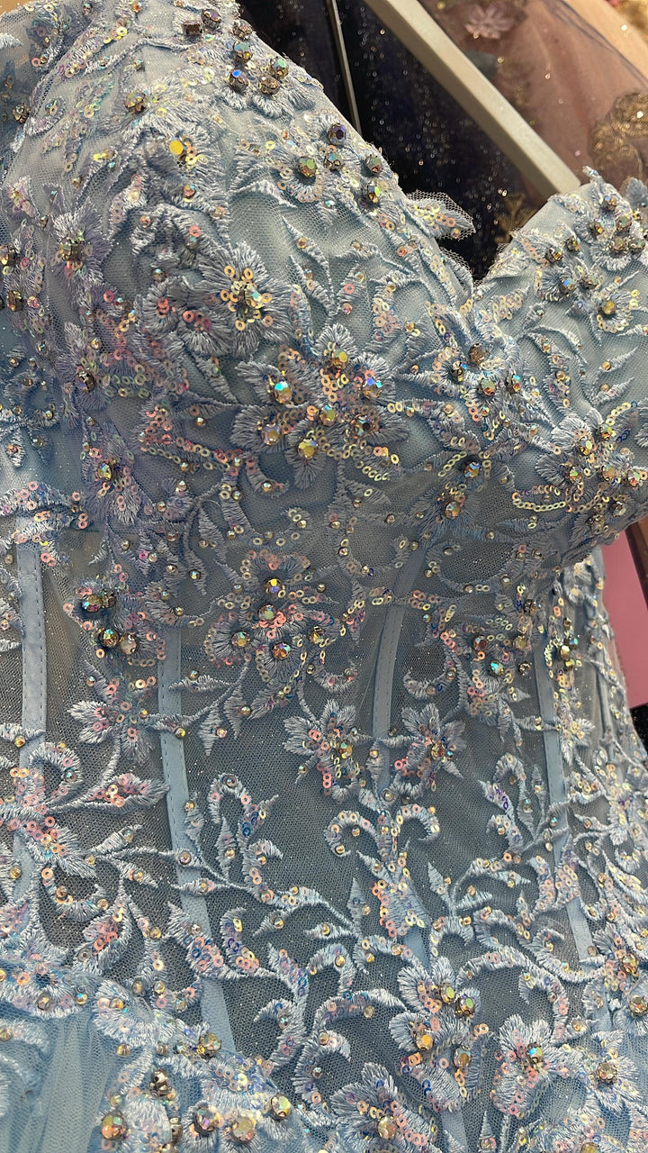 Off Shoulder Corset Ball Gown by Petite Adele PQ1060