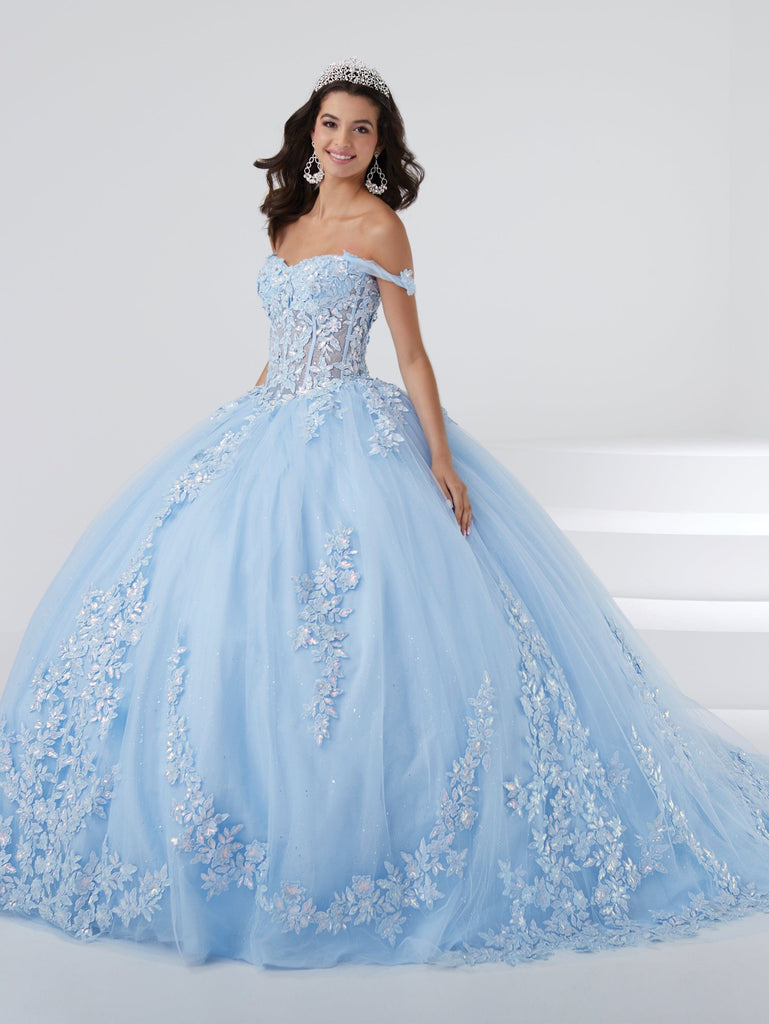 Off Shoulder Corset Quinceanera Dress by Fiesta Gowns 56461 30 / Hunter/Rose Gold