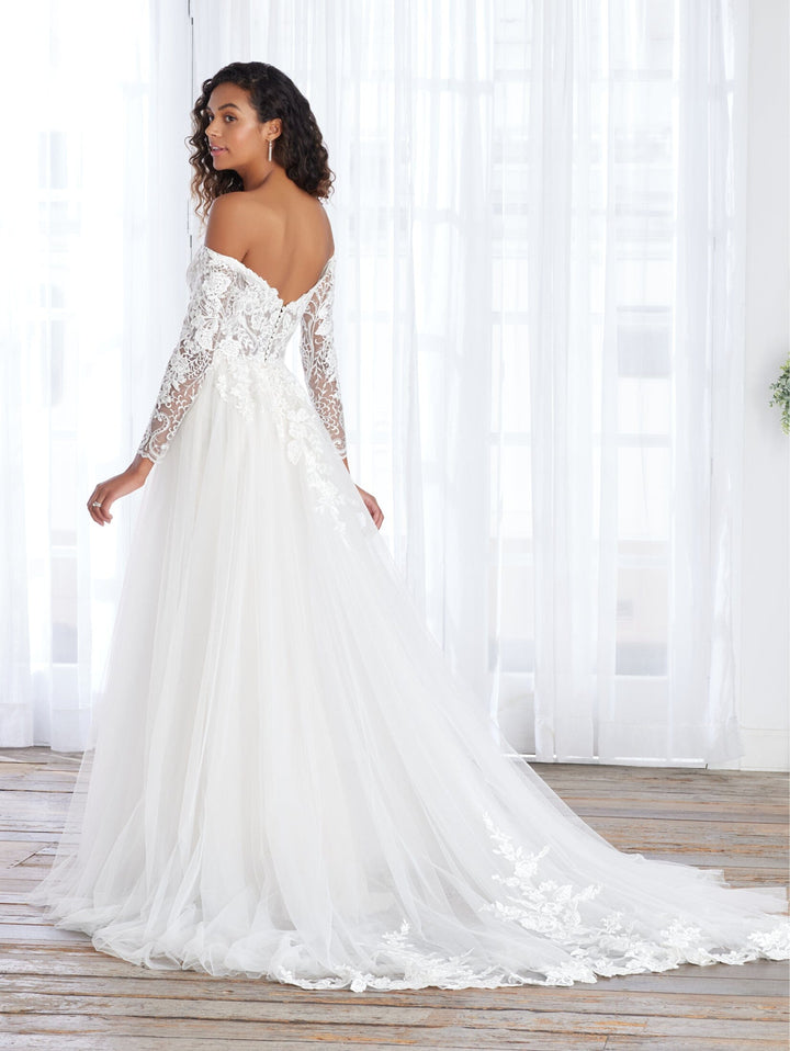 Off Shoulder Long Sleeve Bridal Gown by Adrianna Papell 31225