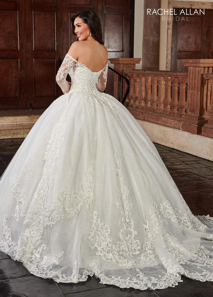 Off Shoulder Long Sleeve Bridal Gown by Rachel Allan RB6112