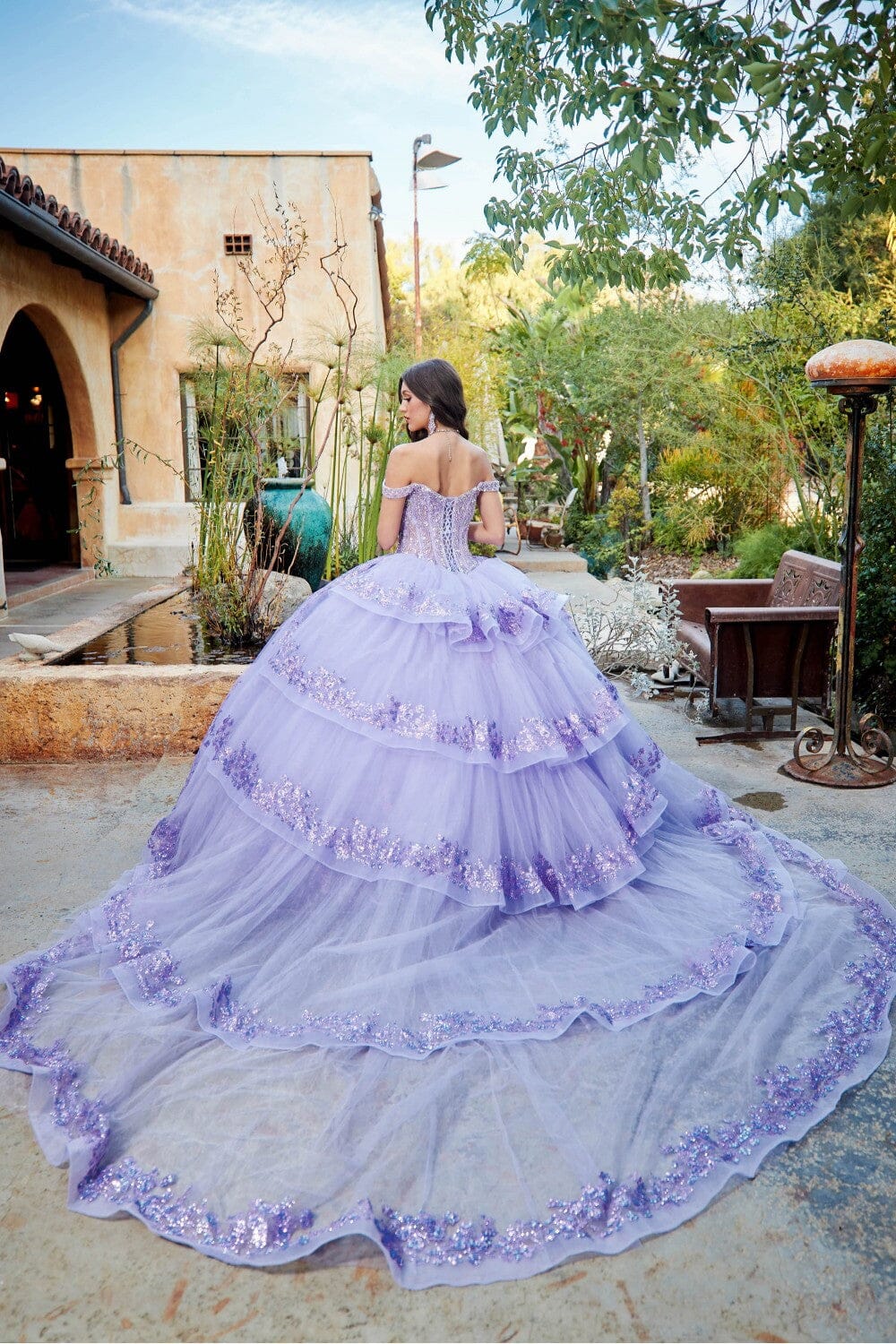 Off Shoulder Puff Sleeve Ball Gown by Petite Adele PQ1041