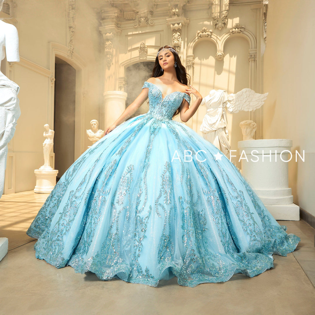 Off Shoulder Quinceanera Dress by Ragazza EV58-658 3 / Sky Blue Off Shoulder Quinceanera Dress by Ragazza EV58-658 3 / Sky Blue