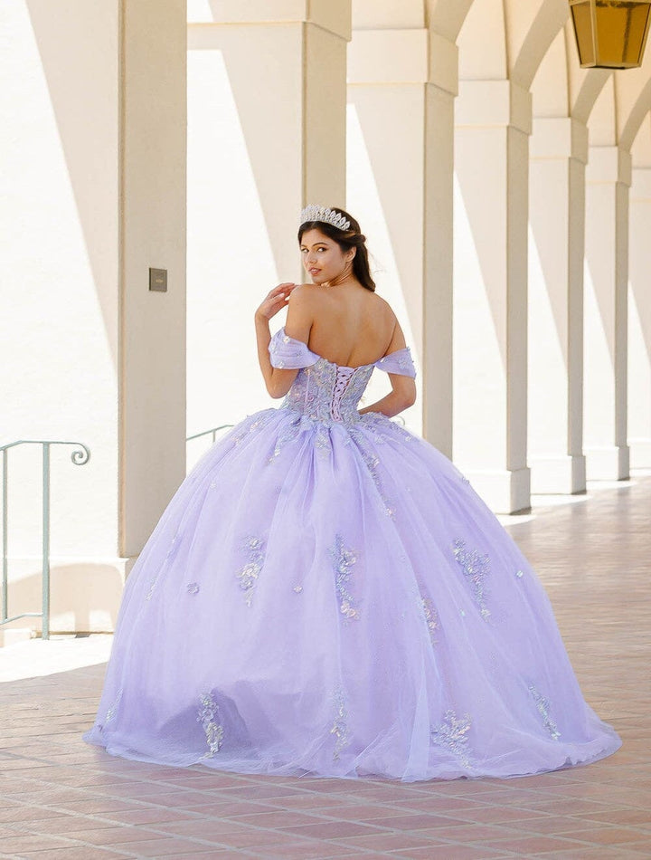 Off Shoulder Sheer Corset Ball Gown by Petite Adele PQ1031
