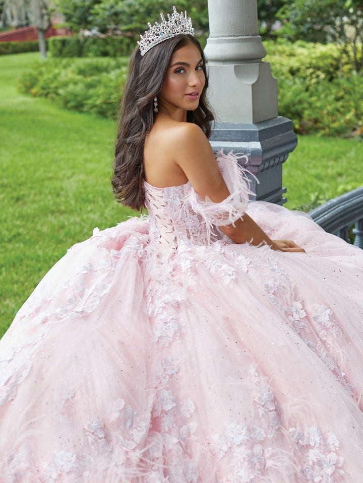 Off Shoulder Sheer Corset Quinceanera Dress by House of Wu 26047