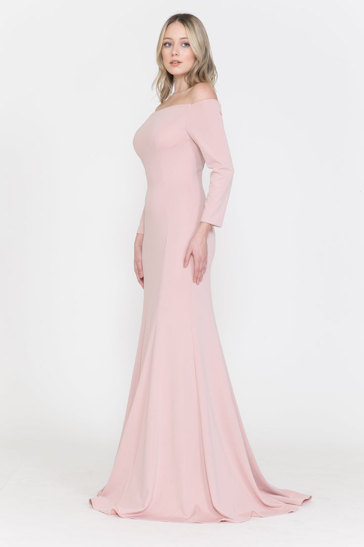 Off the Shoulder Gown with Long Sleeves by Poly USA 8378