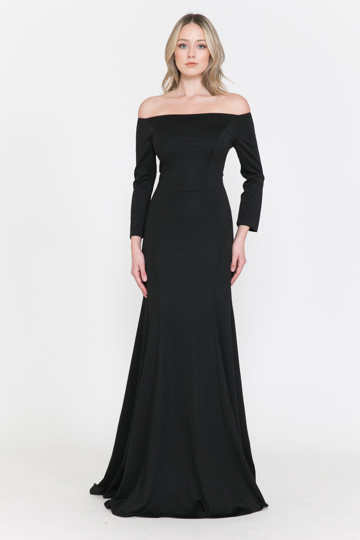 Off the Shoulder Gown with Long Sleeves by Poly USA 8378