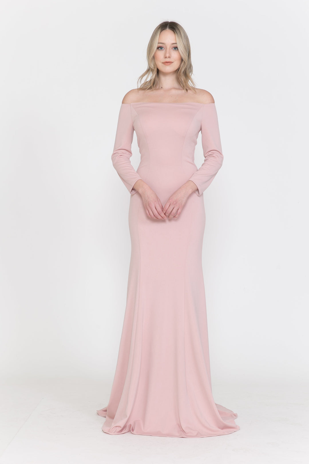 Off the Shoulder Gown with Long Sleeves by Poly USA 8378