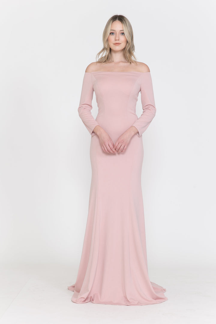 Off the Shoulder Gown with Long Sleeves by Poly USA 8378