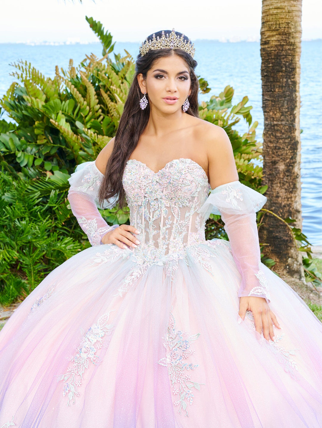 Ombre Sheer Corset Quinceanera Dress by Fiesta Gowns 56499