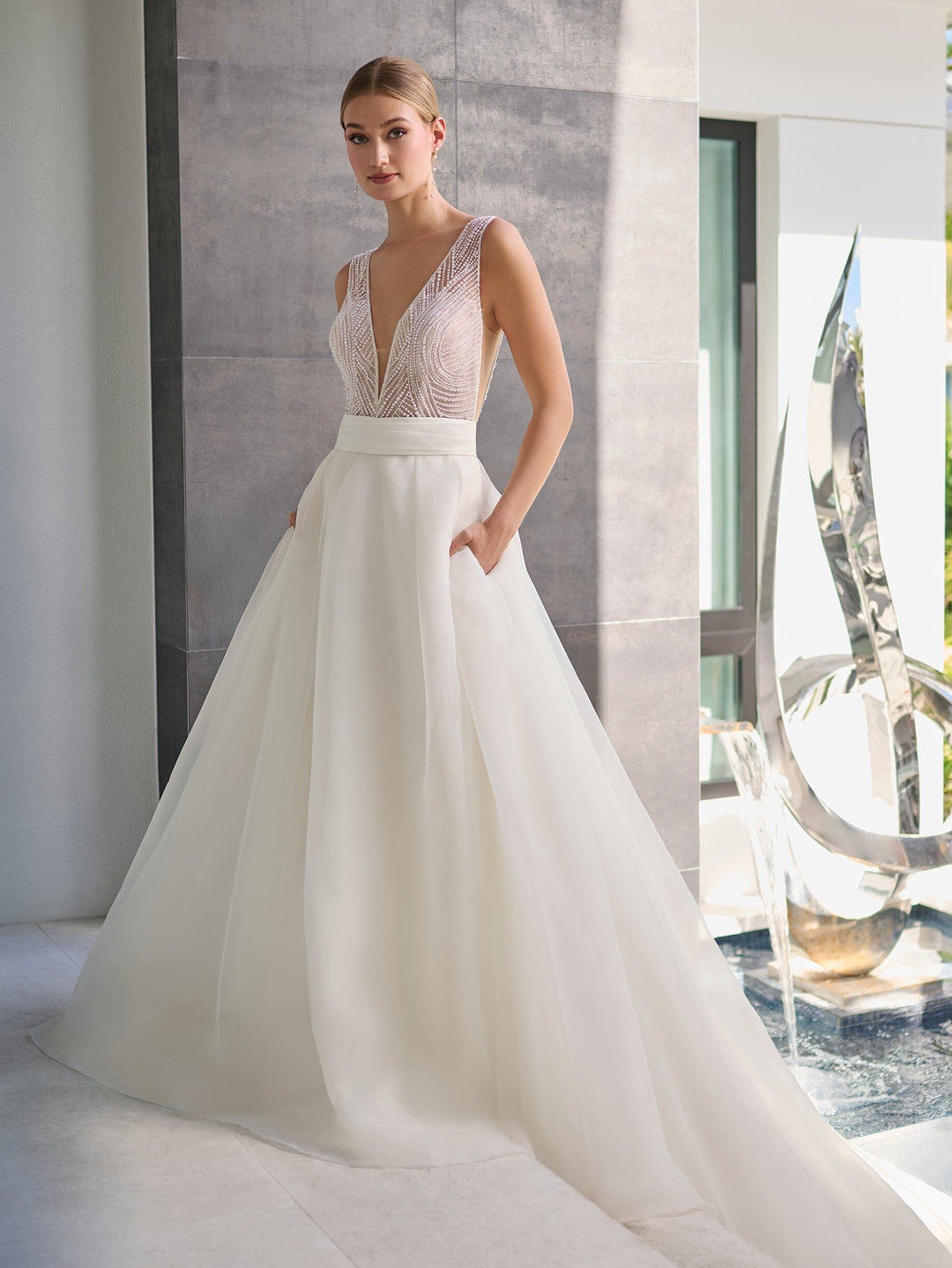Organza Gown in Ivory Nude