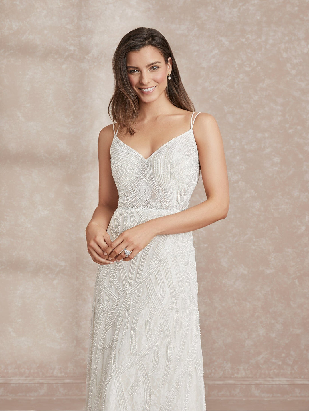 Pearl Beaded A-line Wedding Dress by Adrianna Papell 40301