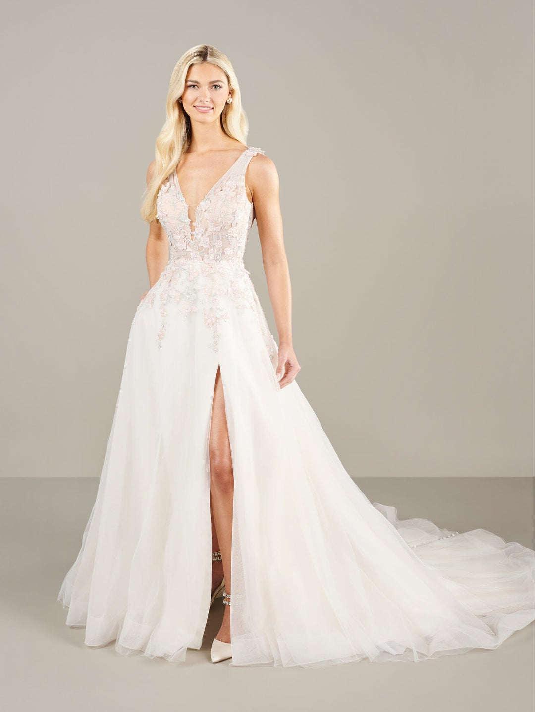 Pink Applique Sleeveless Bridal Gown by Adrianna Papell 31275