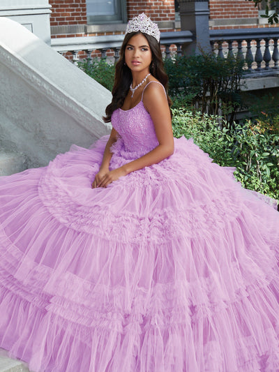 Pleated Ruffle Tulle Quinceanera Dress by House of Wu 26041