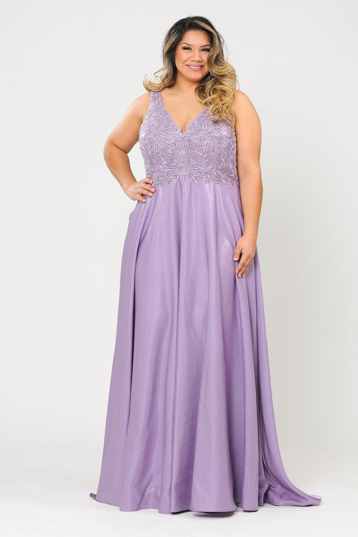 Plus Size A-line Gown with Embroidered Bodice by Poly USA W1074