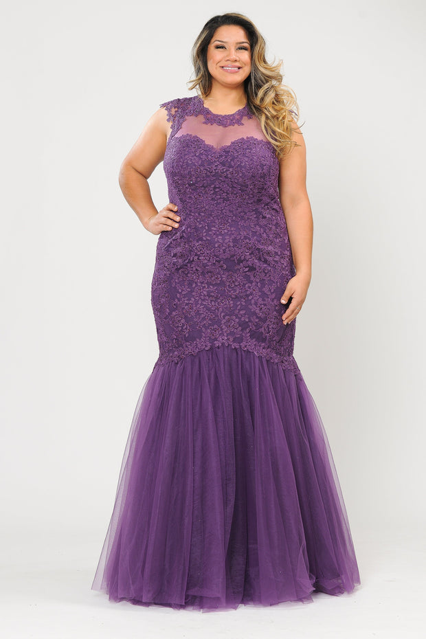 Plus Size Embroidered Mermaid Dress by Poly USA W1084